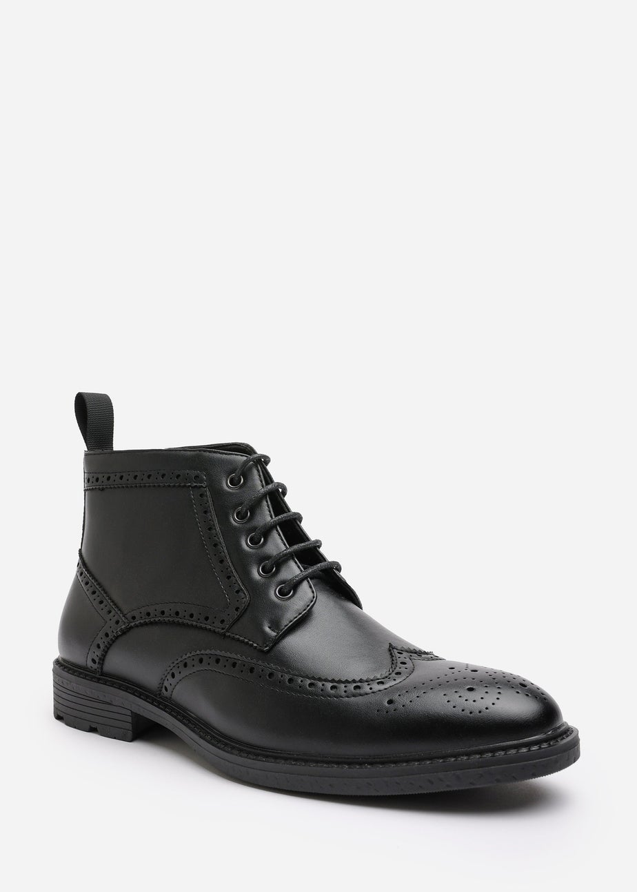 Where's That From Henry Black Brogue Lace-Up Ankle Boots