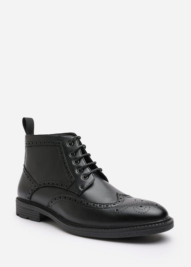 Where's That From Henry Black Brogue Lace-Up Ankle Boots