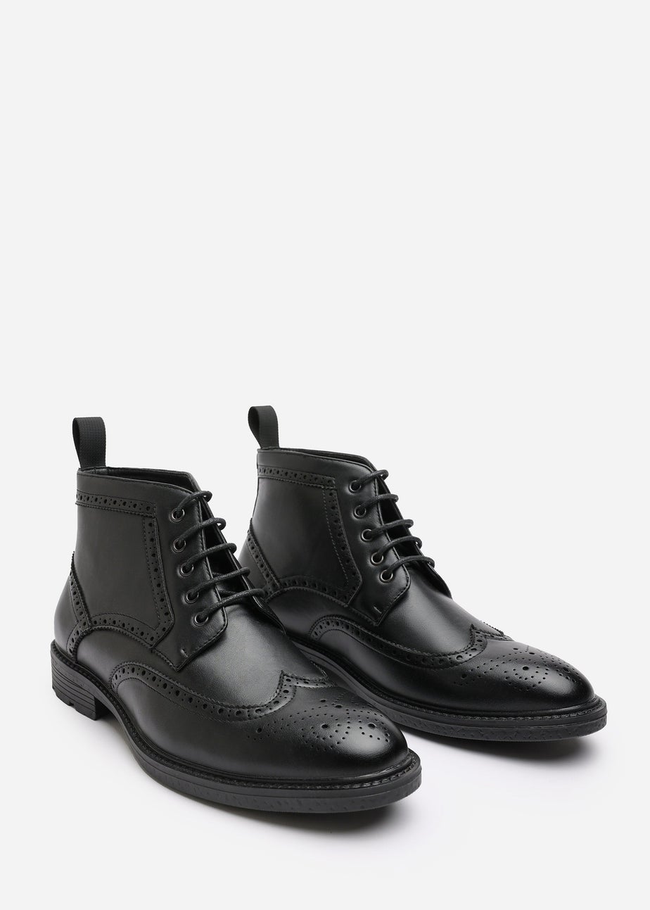 Where's That From Henry Black Brogue Lace-Up Ankle Boots