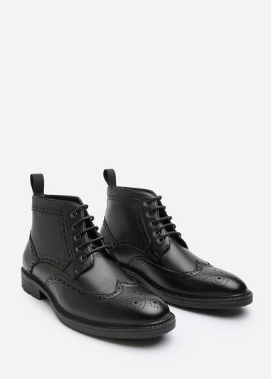 Where's That From Henry Black Brogue Lace-Up Ankle Boots