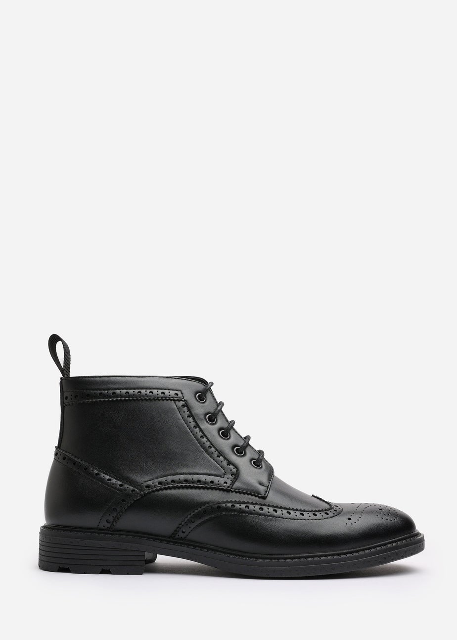 Where's That From Henry Black Brogue Lace-Up Ankle Boots