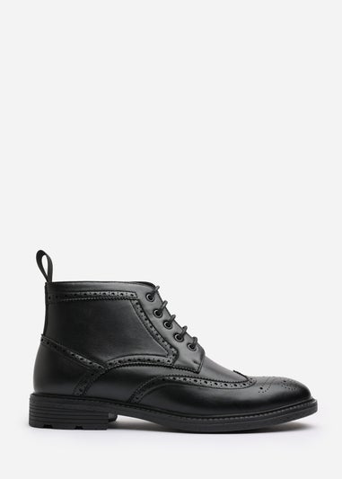 Where's That From Henry Black Brogue Lace-Up Ankle Boots