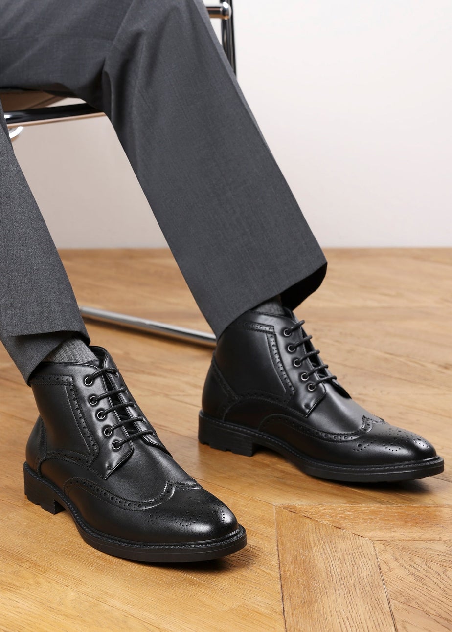 Where's That From Henry Black Brogue Lace-Up Ankle Boots