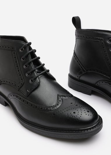 Where's That From Henry Black Brogue Lace-Up Ankle Boots