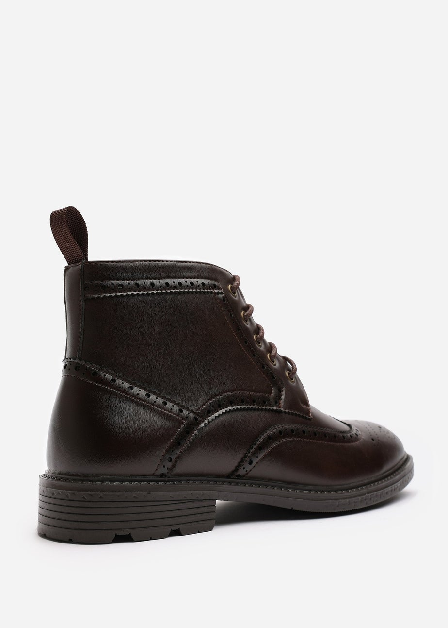 Where's That From Henry Dark Brown Brogue Lace-Up Ankle Boots
