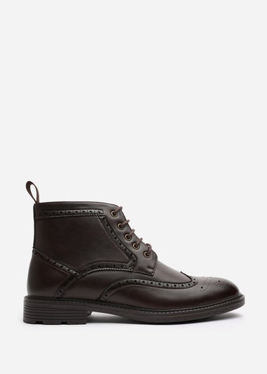 Where's That From Henry Dark Brown Brogue Lace-Up Ankle Boots