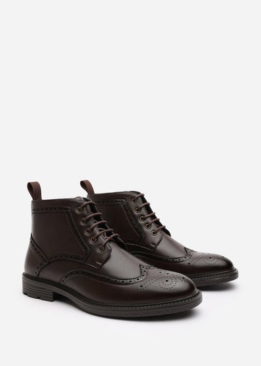 Where's That From Henry Dark Brown Brogue Lace-Up Ankle Boots