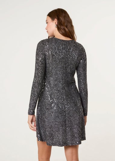 Blue Vanilla Black Sequin Swing Dress