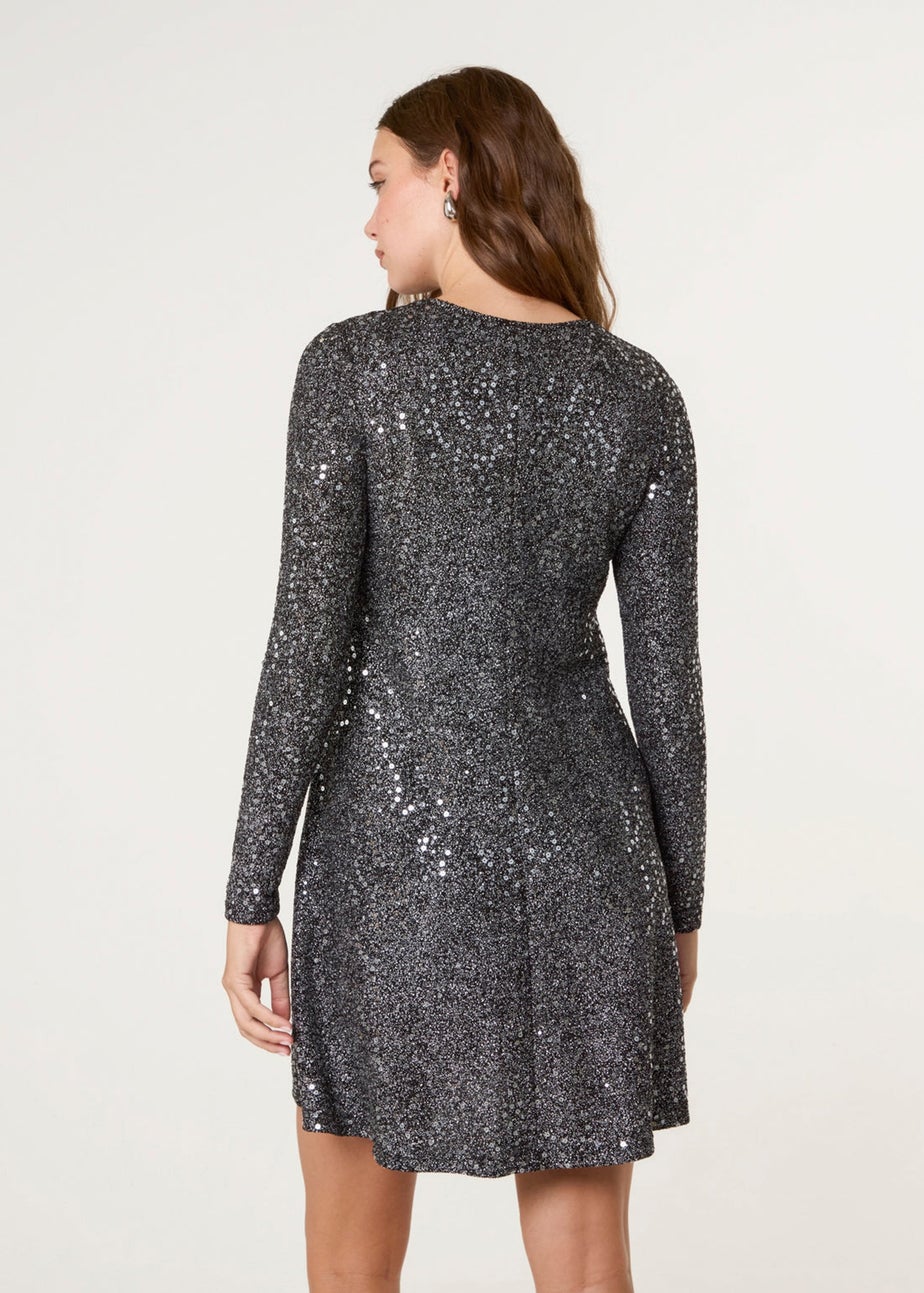 Blue Vanilla Black Sequin Swing Dress