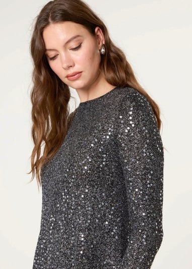 Blue Vanilla Black Sequin Swing Dress