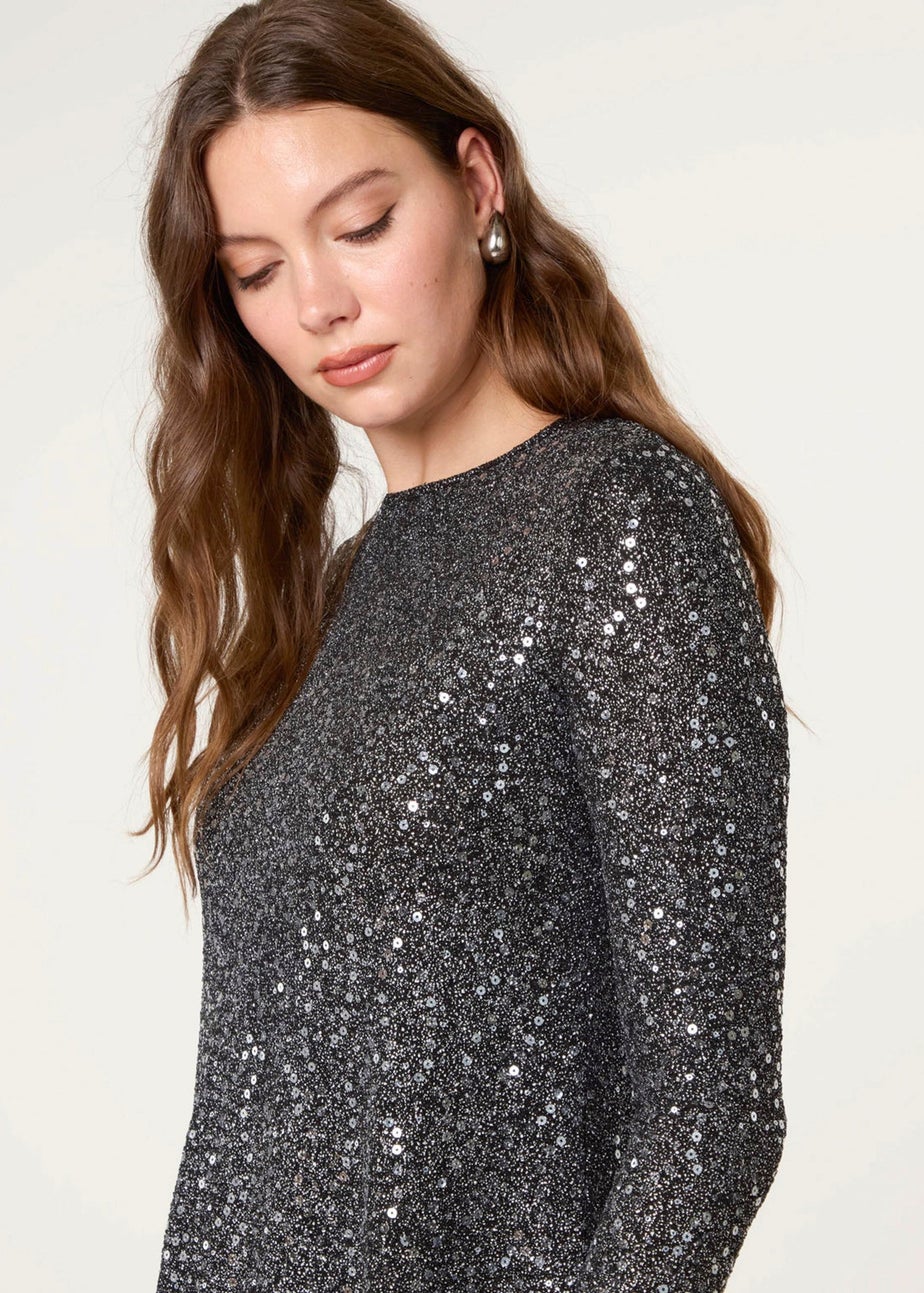 Blue Vanilla Black Sequin Swing Dress