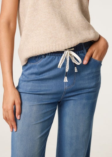 Blue Vanilla Blue Elasticated Waist Jeans With Tie