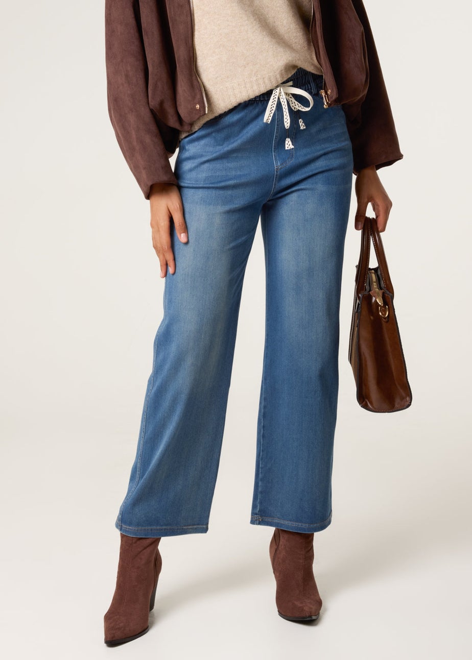 Blue Vanilla Blue Elasticated Waist Jeans With Tie