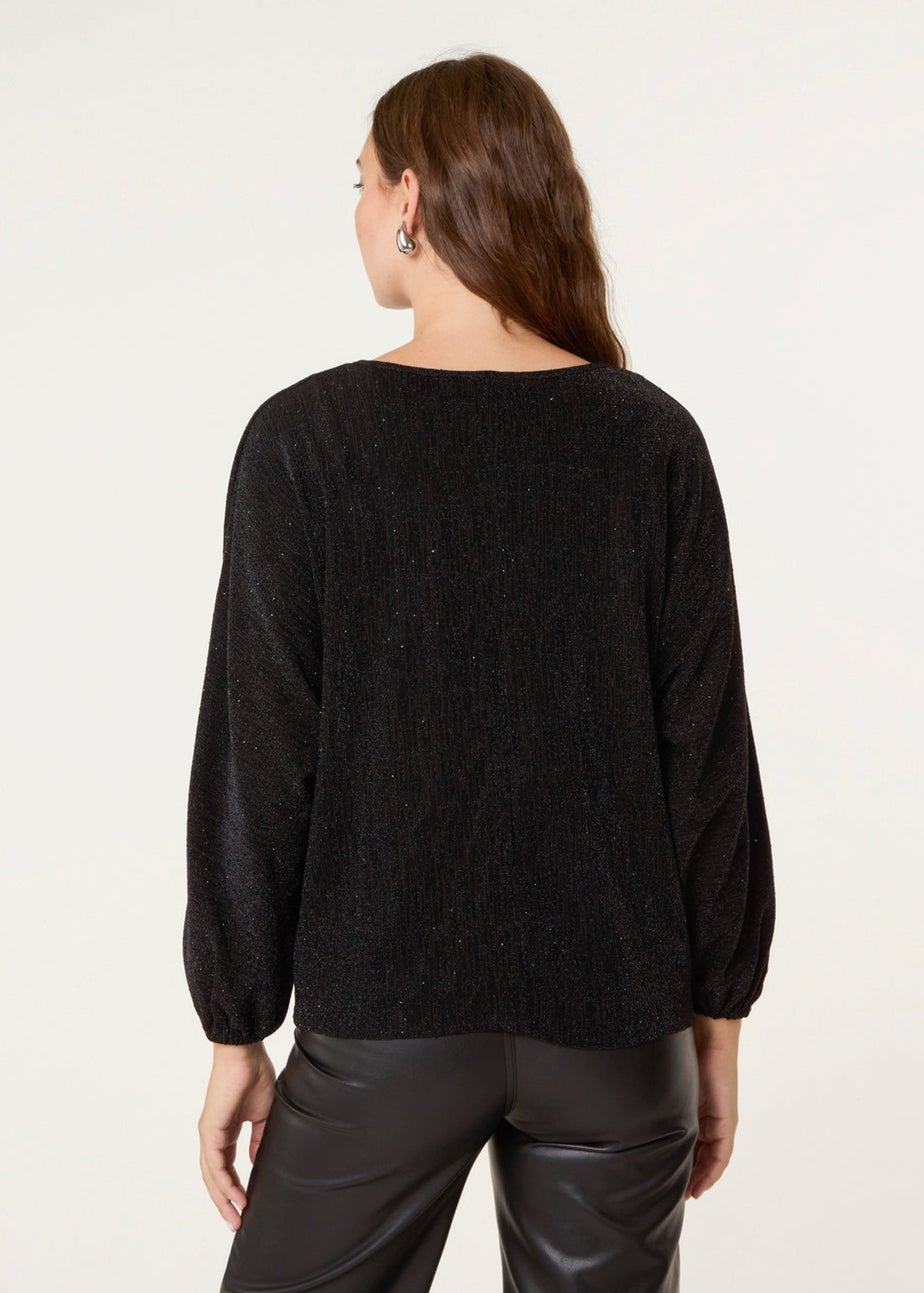 Blue Vanilla Black Tie Front Top