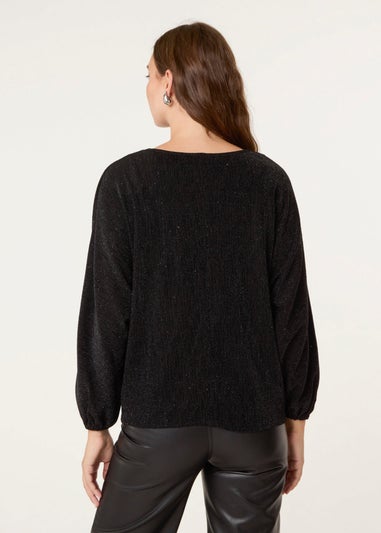 Blue Vanilla Black Tie Front Top