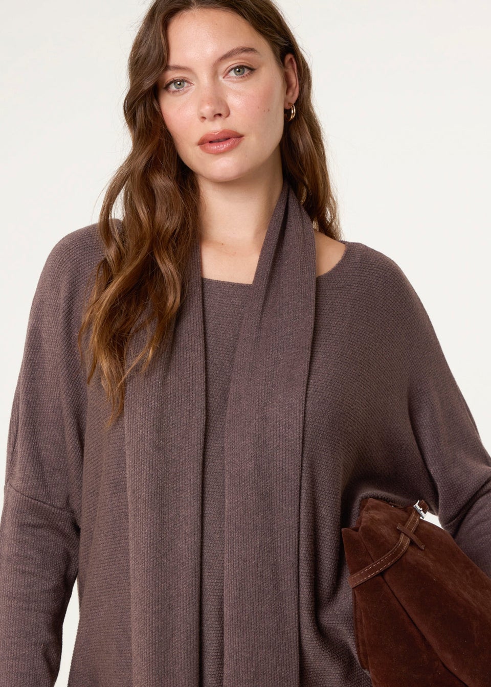 Blue Vanilla Brown Scarf Cut & Sew 2in1 Jumper