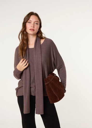 Blue Vanilla Brown Scarf Cut & Sew 2in1 Jumper