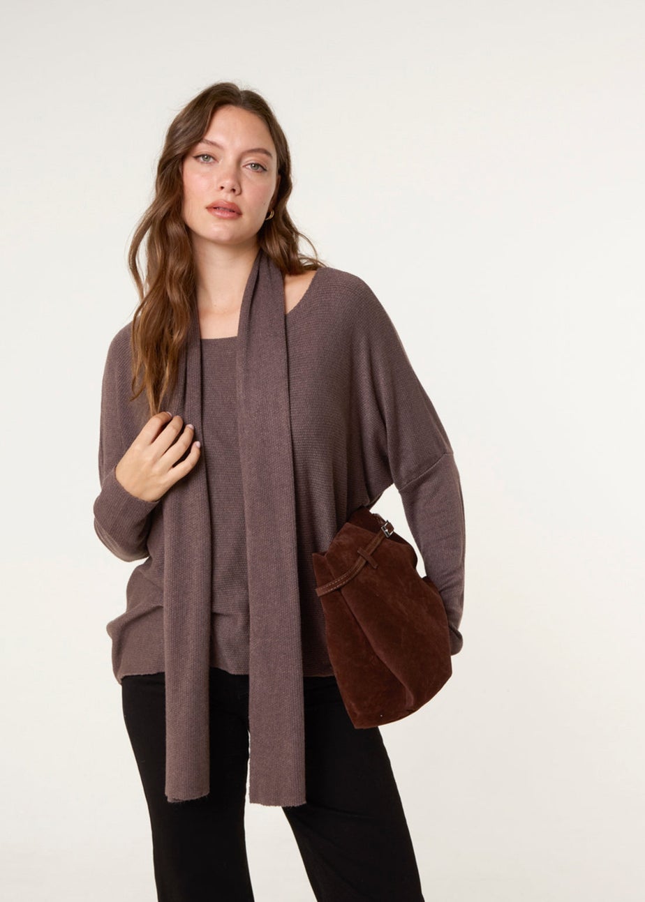 Blue Vanilla Brown Scarf Cut & Sew 2in1 Jumper