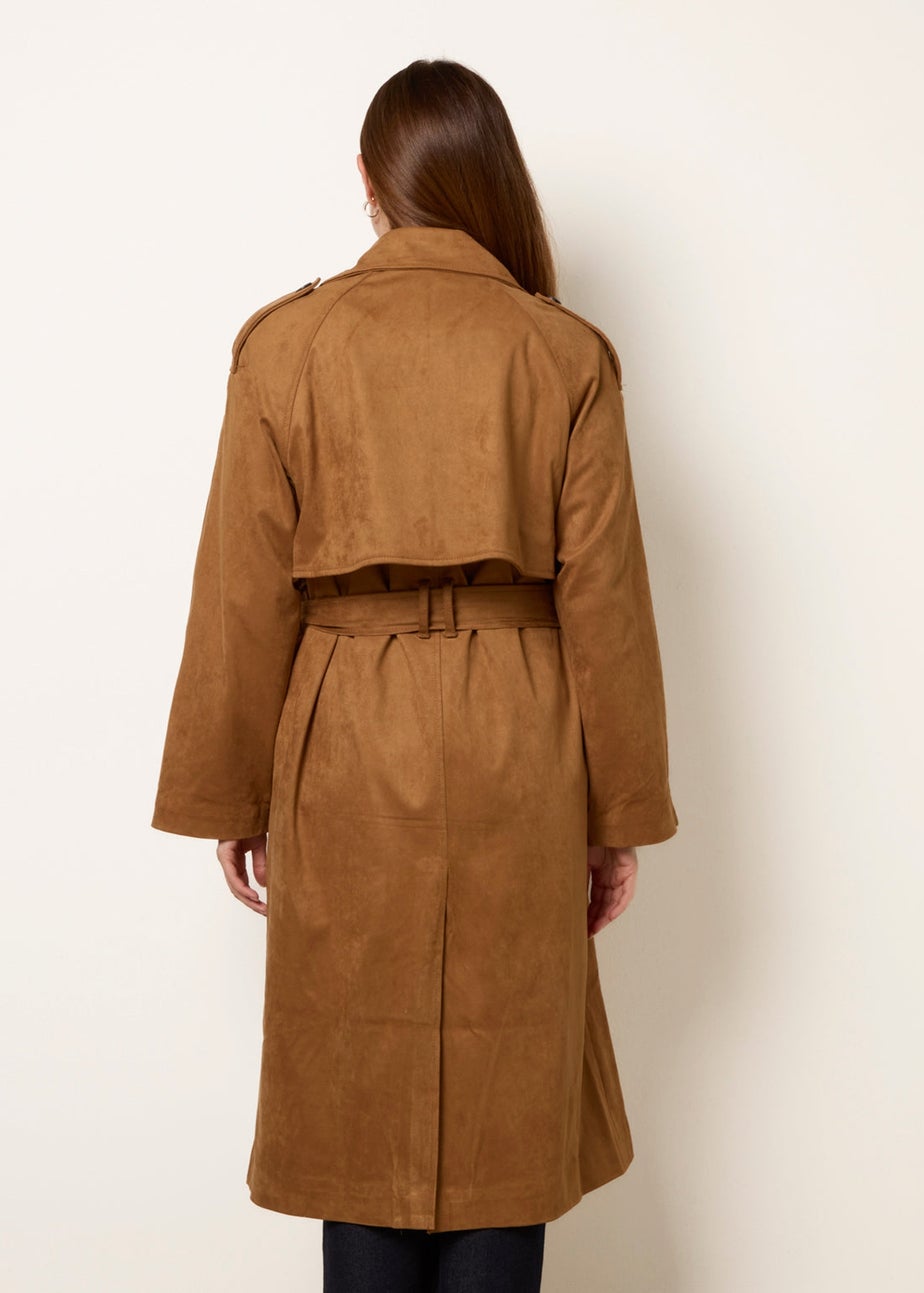 Blue Vanilla Tan Suedette Trench Coat