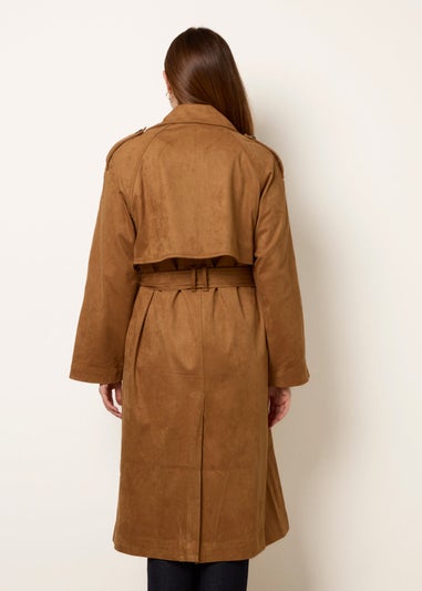 Blue Vanilla Tan Suedette Trench Coat