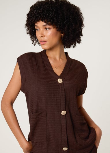 Blue Vanilla Brown Gold Button Co-ord Set