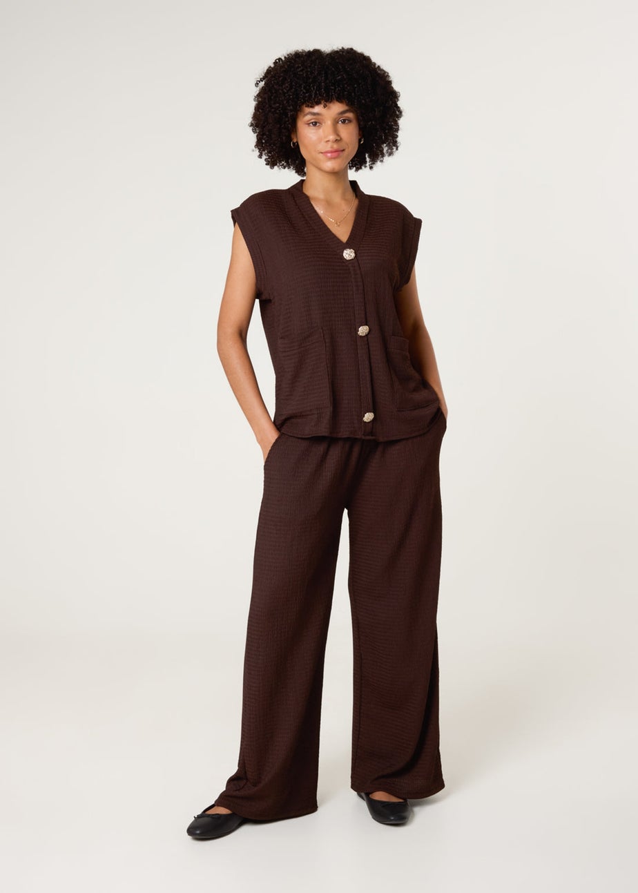 Blue Vanilla Brown Gold Button Co-ord Set