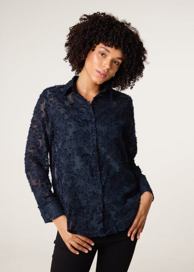 Blue Vanilla Navy Fluffy Oversized Shirt
