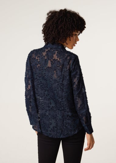 Blue Vanilla Navy Fluffy Oversized Shirt