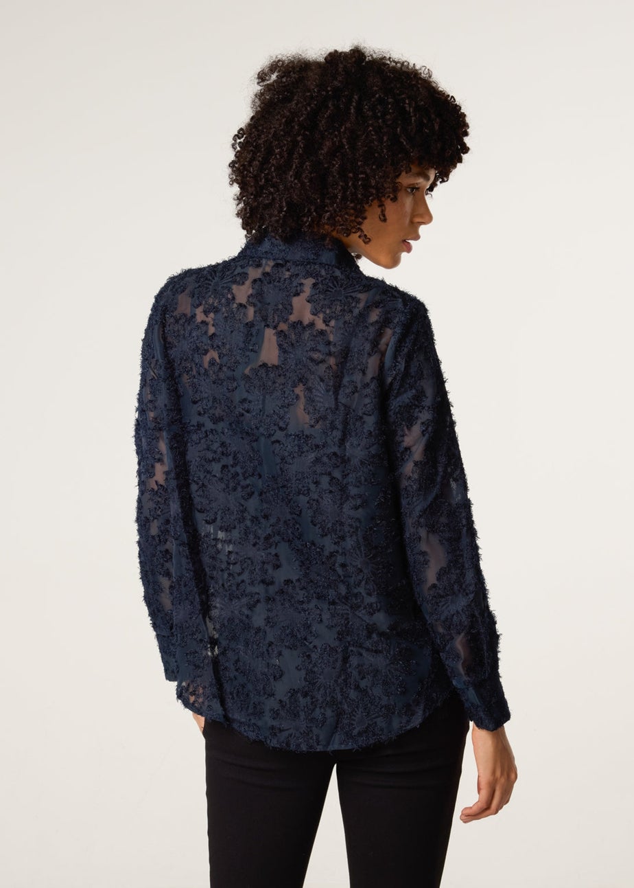 Blue Vanilla Navy Fluffy Oversized Shirt