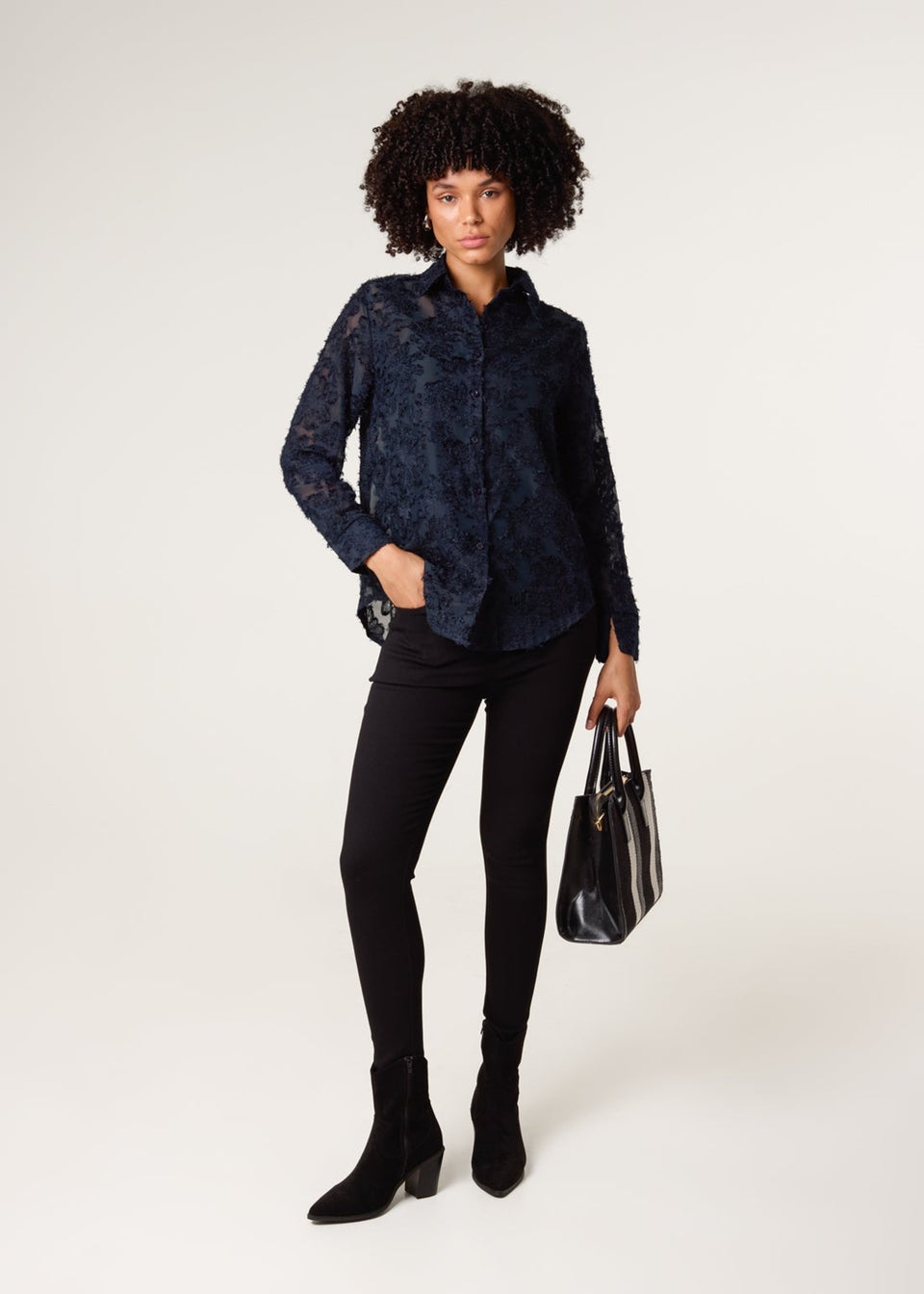 Blue Vanilla Navy Fluffy Oversized Shirt