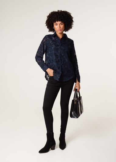 Blue Vanilla Navy Fluffy Oversized Shirt