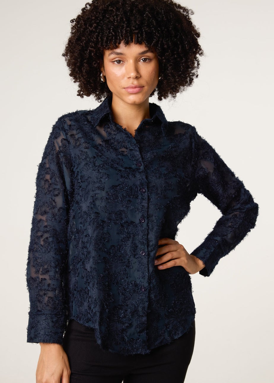 Blue Vanilla Navy Fluffy Oversized Shirt