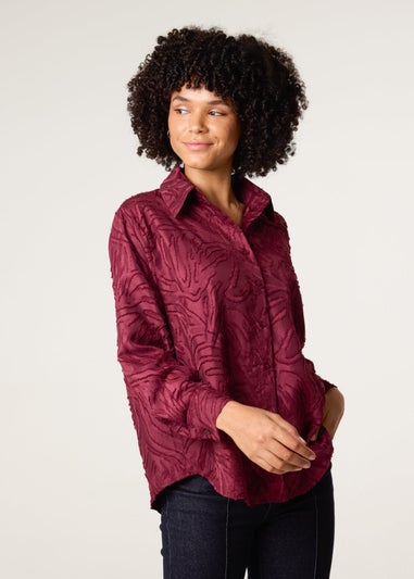 Blue Vanilla Red Burnact Oversized Shirt