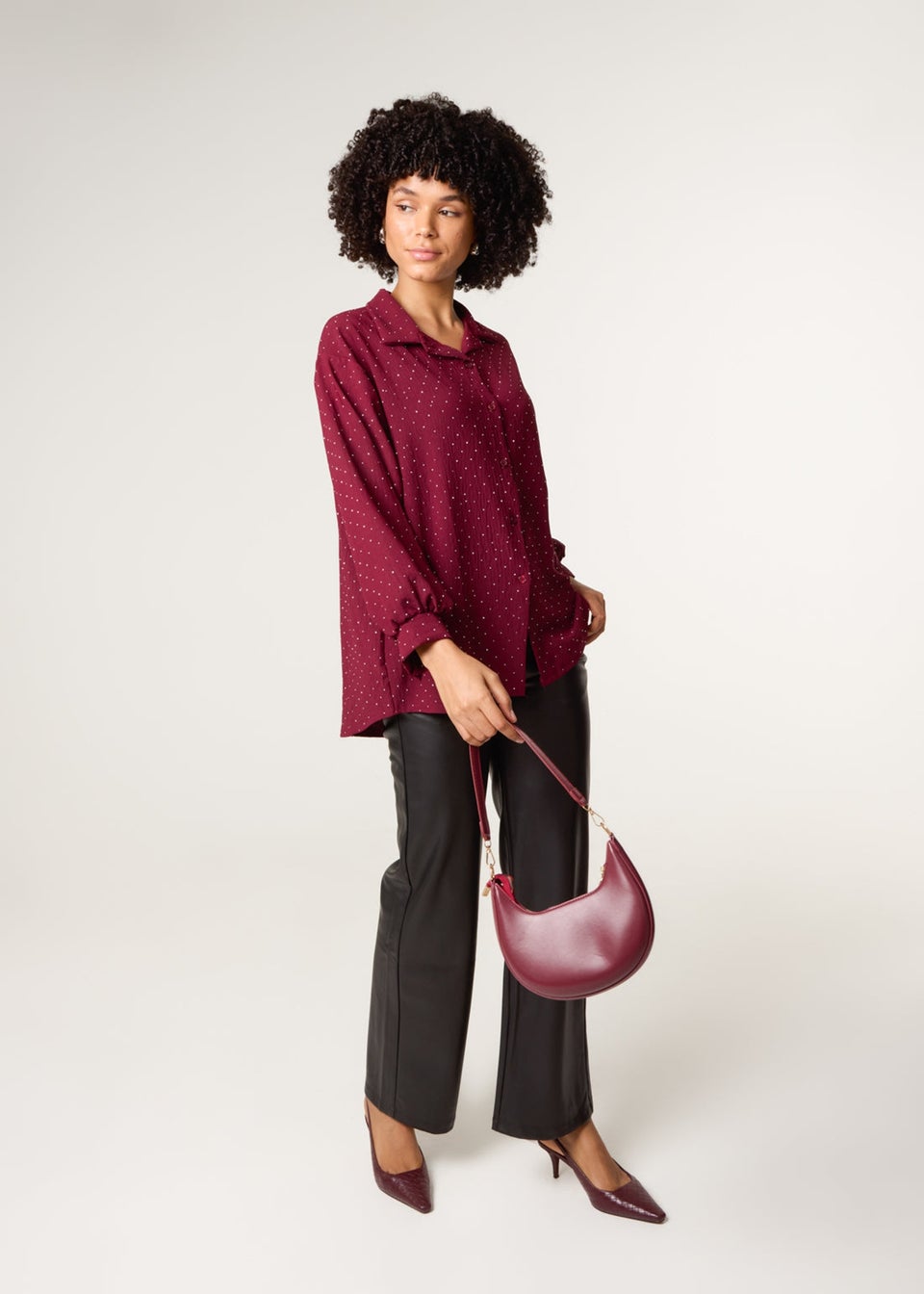 Blue Vanilla Burgundy Diamante Shirt