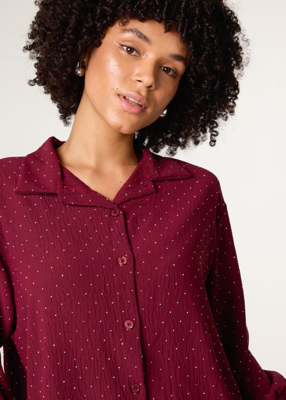 Blue Vanilla Burgundy Diamante Shirt
