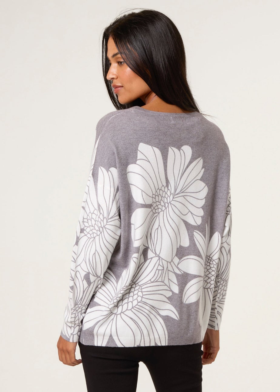 Blue Vanilla Grey Large Sequin Flower Jumper