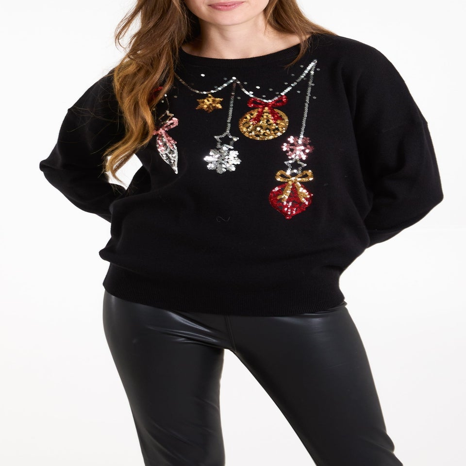 Blue Vanilla Black Christmas Jingle Bell Bauble Jumper