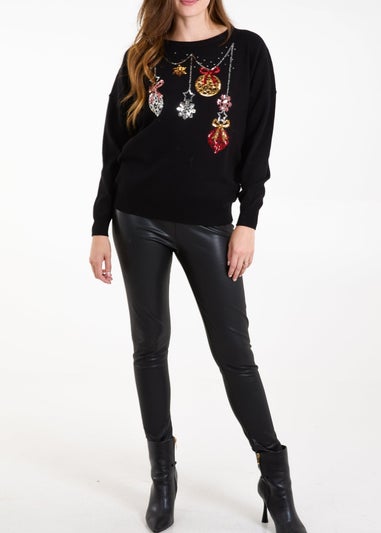Blue Vanilla Black Christmas Jingle Bell Bauble Jumper