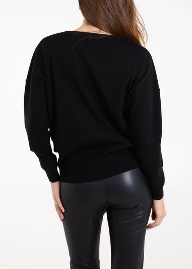 Blue Vanilla Black Christmas Jingle Bell Bauble Jumper