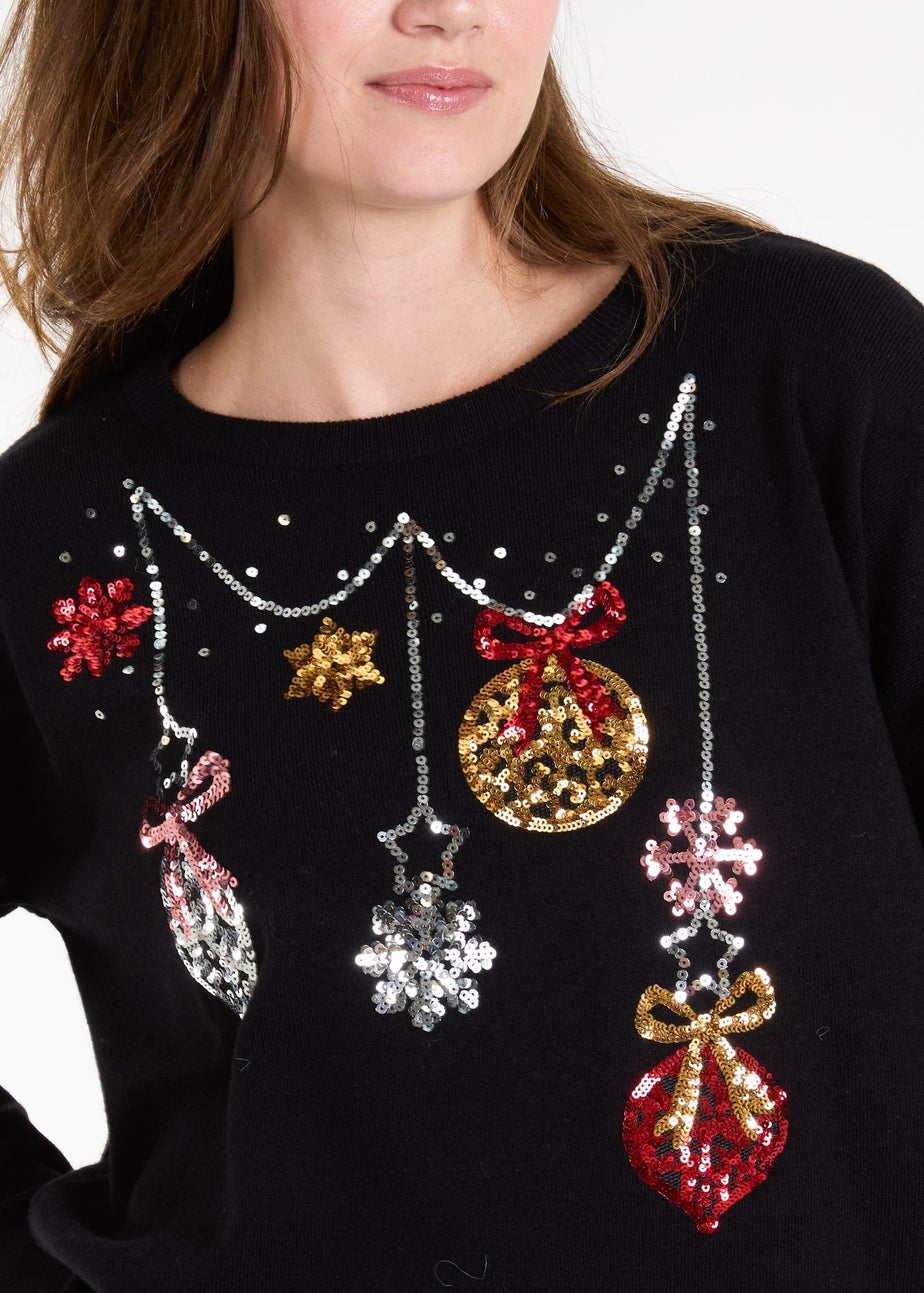 Blue Vanilla Black Christmas Jingle Bell Bauble Jumper