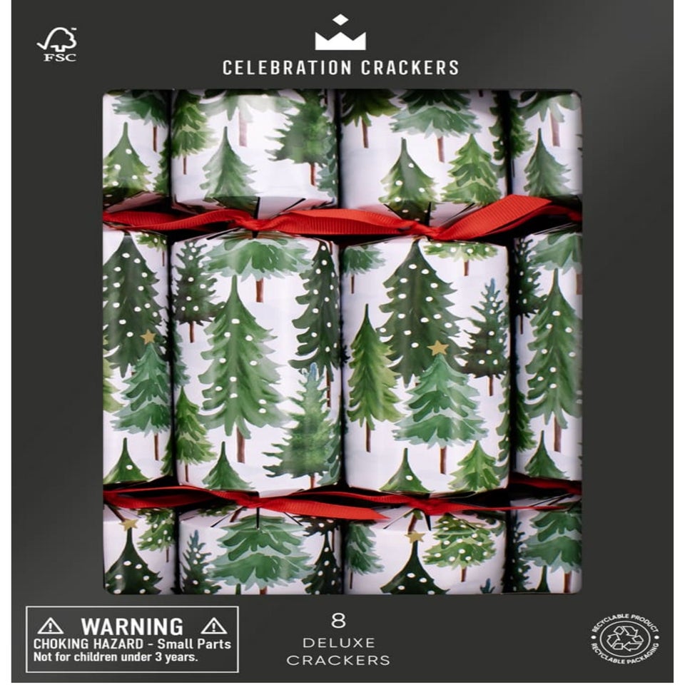 Heart & Soul Green/White Snowy Tree 12in Cracker