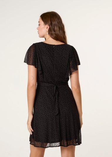 Blue Vanilla Black Flippy Sleeve Flared Mini Dress