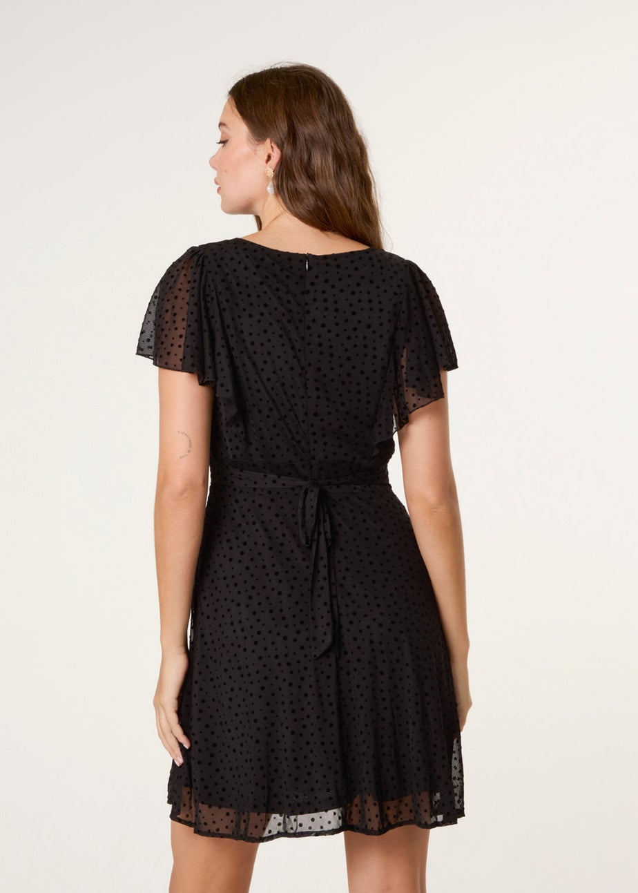 Blue Vanilla Black Flippy Sleeve Flared Mini Dress