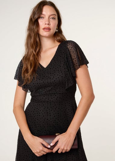 Blue Vanilla Black Flippy Sleeve Flared Mini Dress