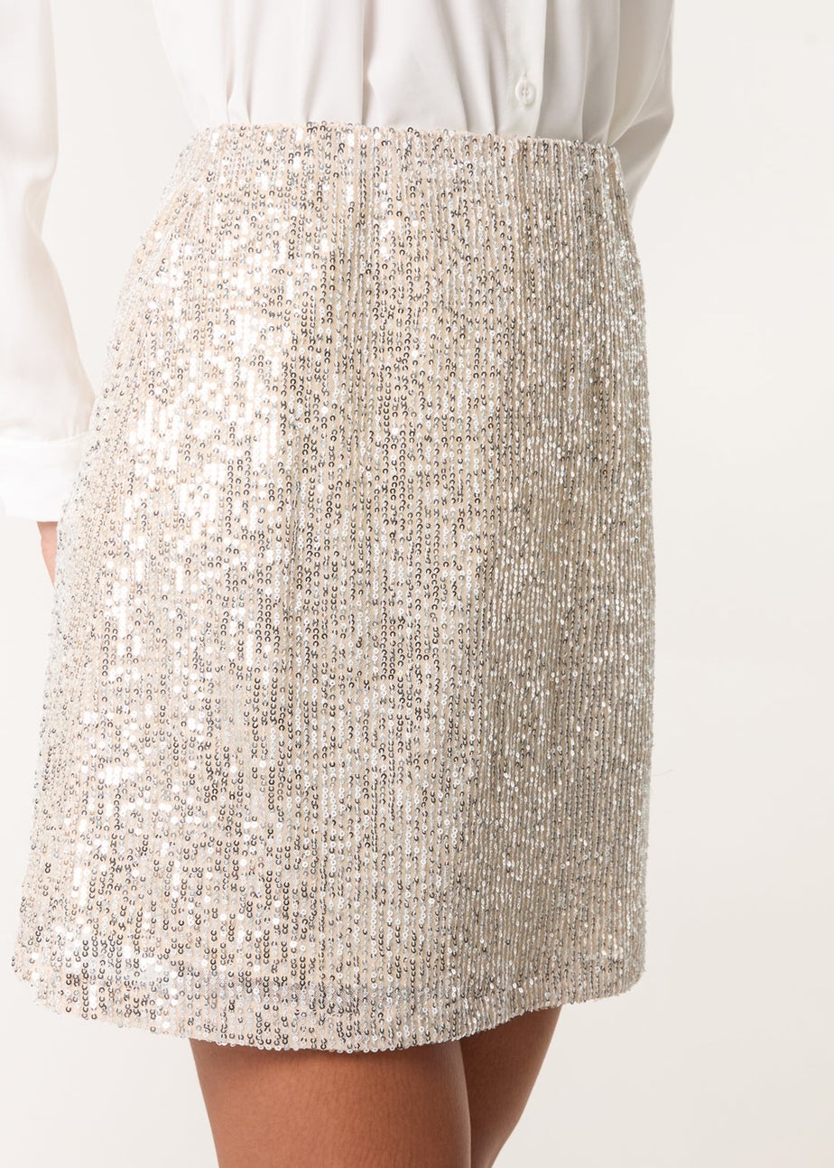 Blue Vanilla Champagne Sequin Mini Skirt