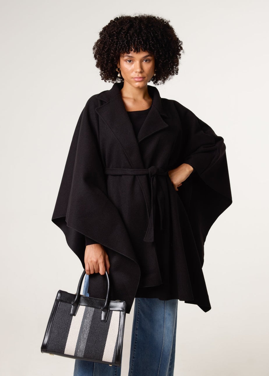 Blue Vanilla Black Belted Cape Coat