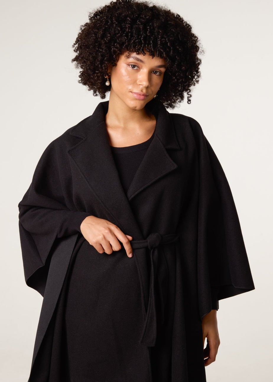 Blue Vanilla Black Belted Cape Coat