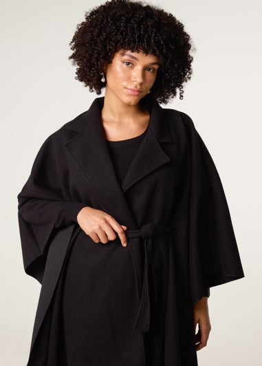 Blue Vanilla Black Belted Cape Coat