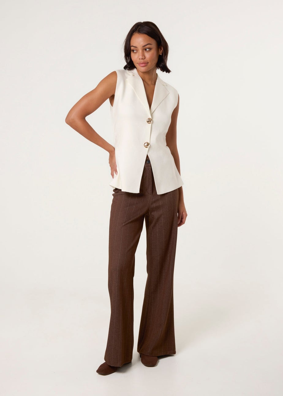 Blue Vanilla Ivory Gold Button Front Tailored Vest