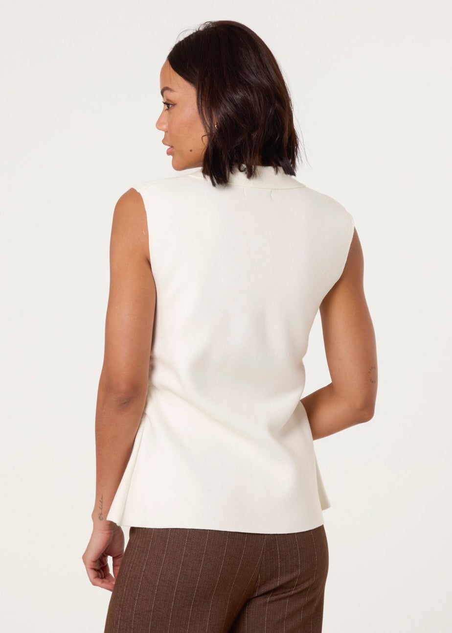 Blue Vanilla Ivory Gold Button Front Tailored Vest